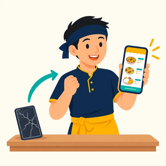 เจ้าของร้านใช้มือถืออีกเครื่องเปิดร้านเดิมและกลับมาขายต่อ
